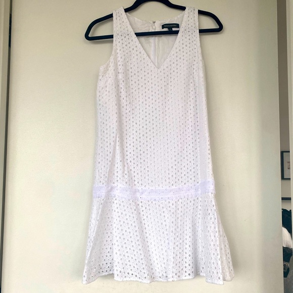 Banana Republic White Drop-waist Dress Size 4 - Picture 3 of 11